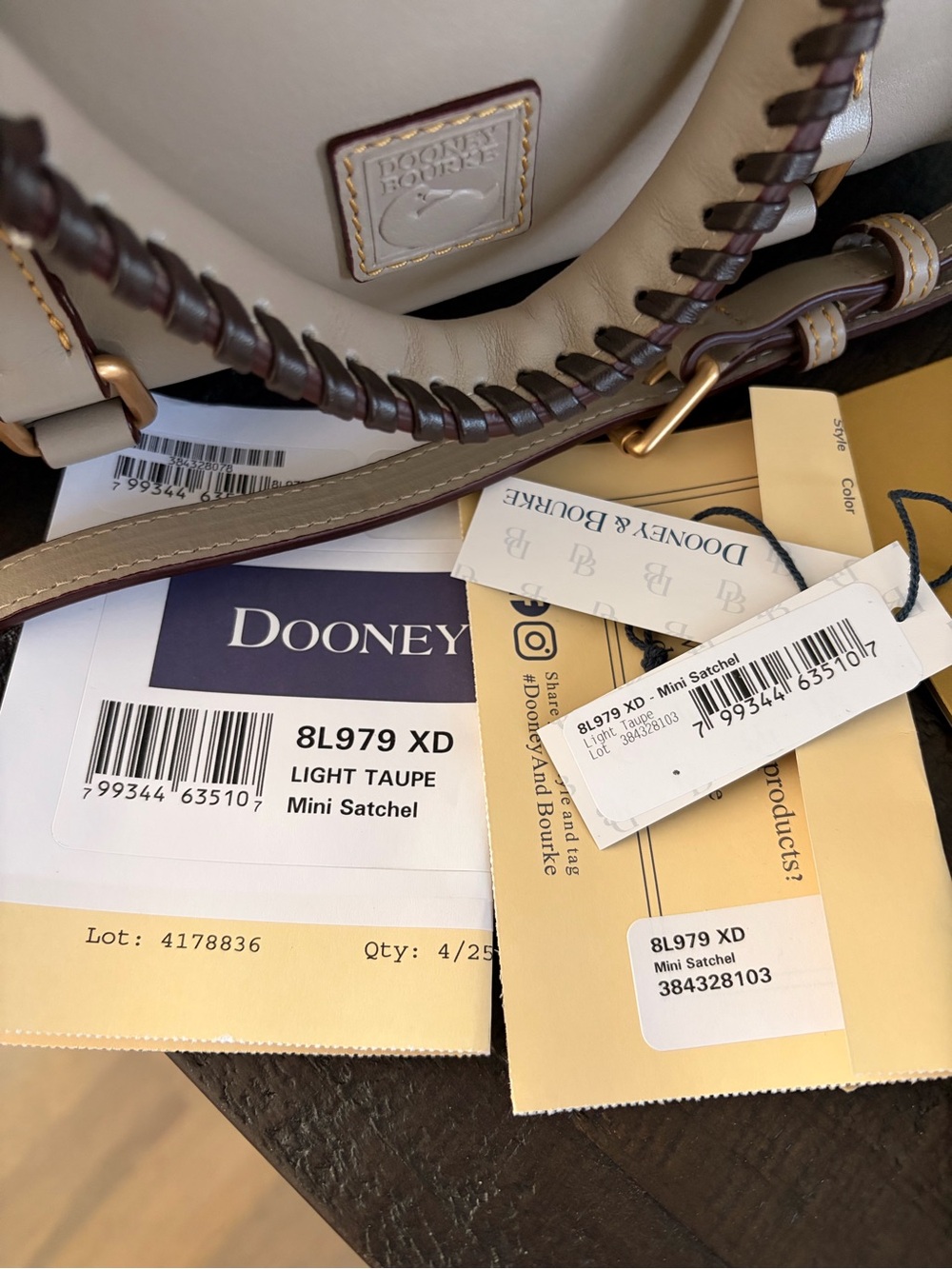 Dooney & Bourke Florentine Leather Mini Satchel — Light Taupe - Picture 7 of 9